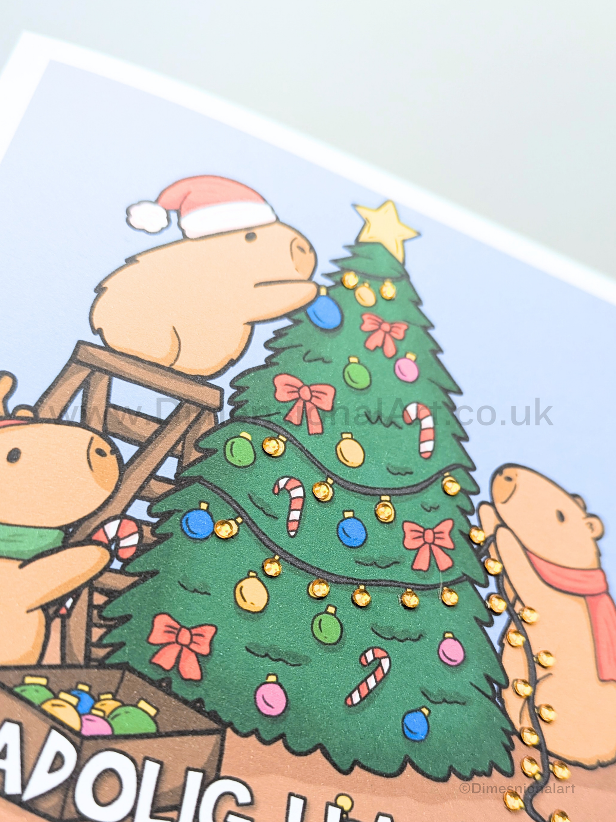 Capybara Nadolig Llawen Card