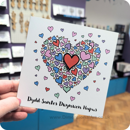 Hearts - Dydd Santes Dwynwen Hapus Card