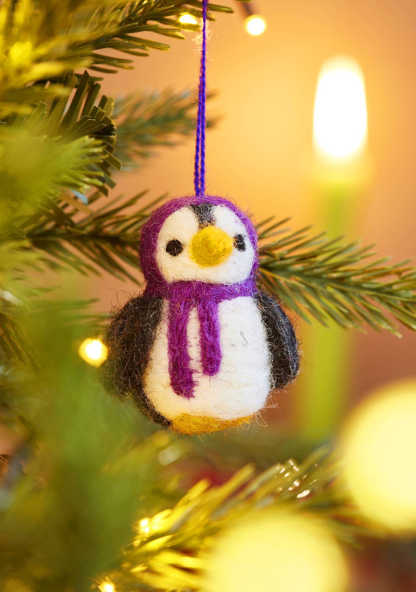Handmade Set of 5 Hanging Felt Penguin Decorations