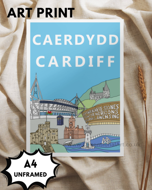 Cardiff Caerdydd A4 Print