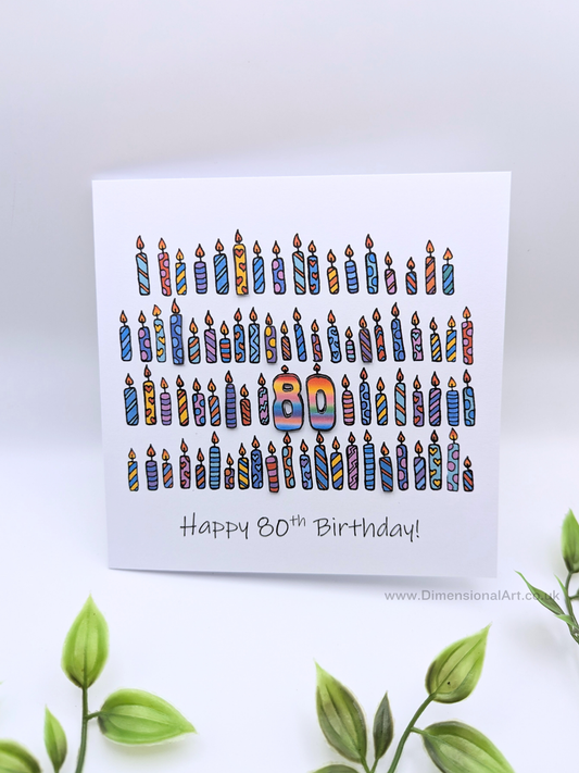 80th Candles Birthday Card