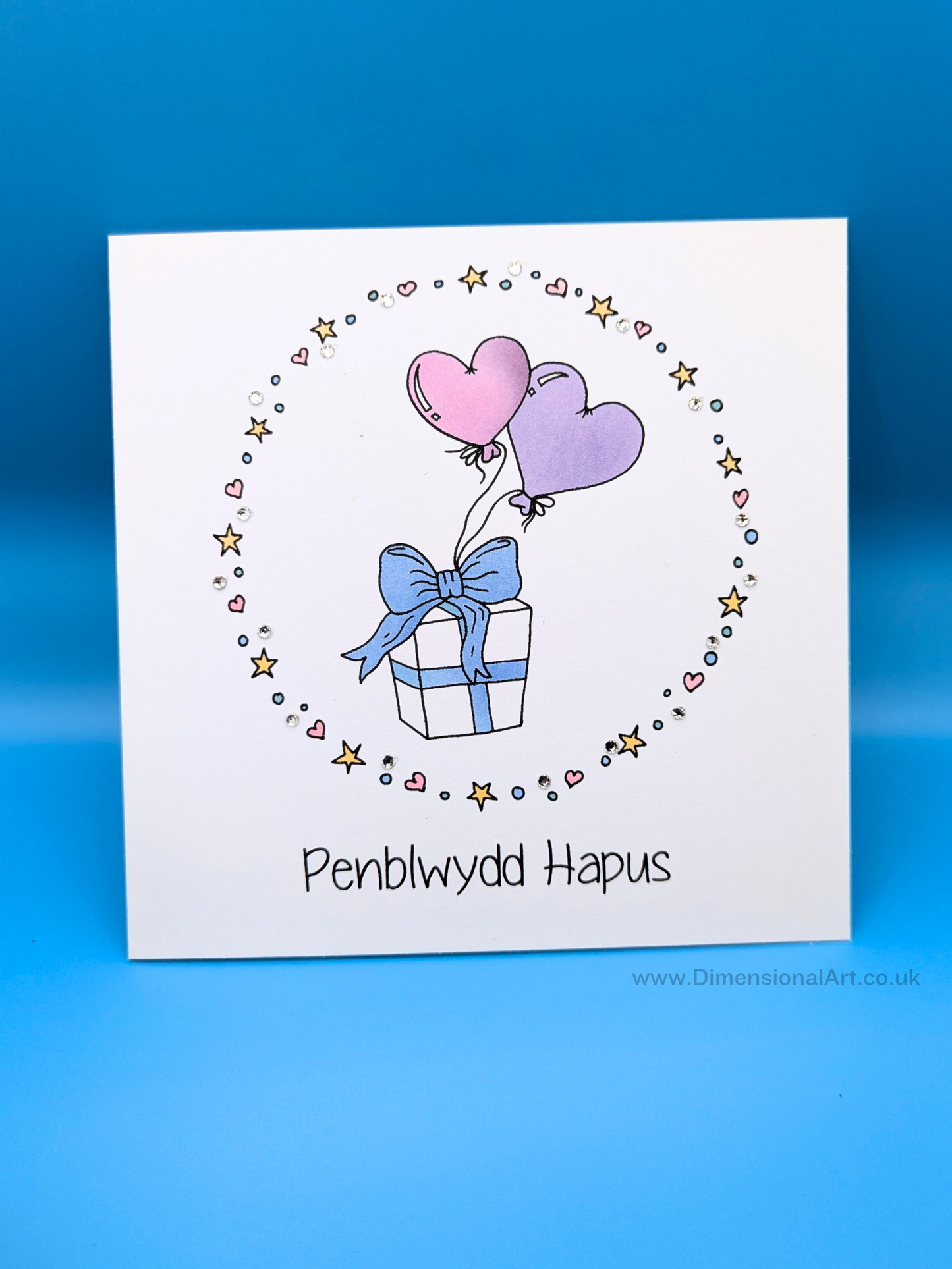 Heart Balloons Penblwydd Hapus (Birthday Card)