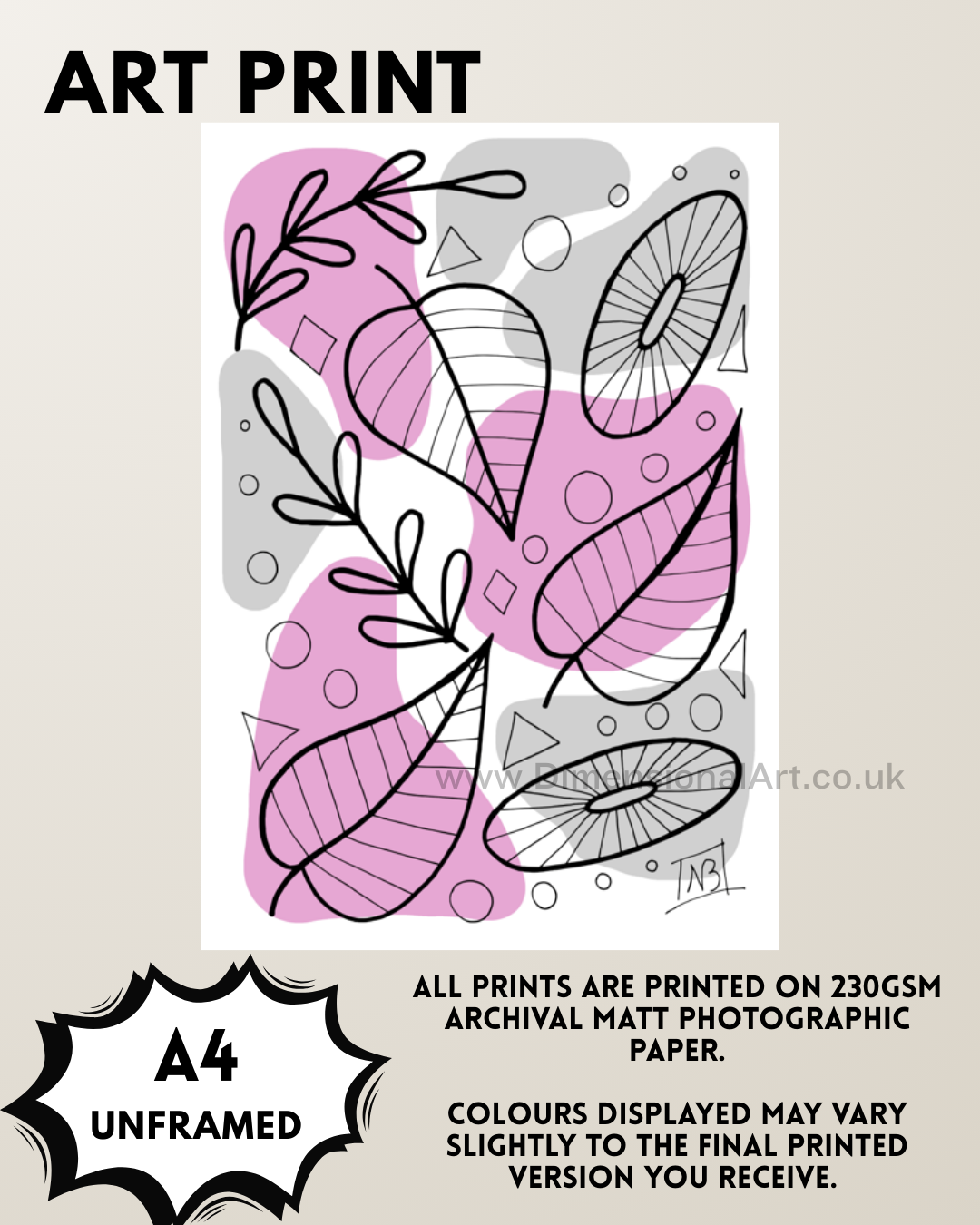 Leaf - Pink A4 Print