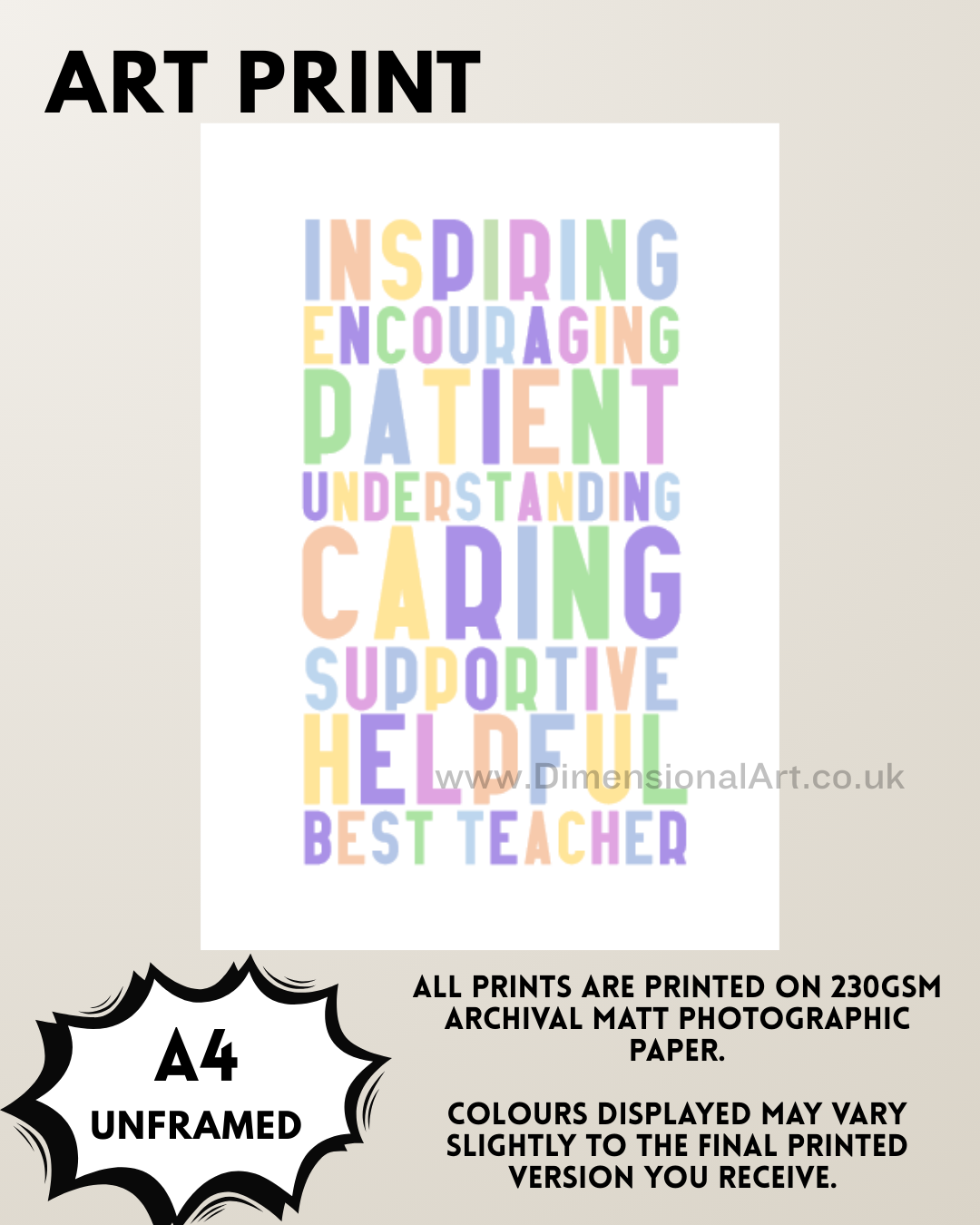 Best Teacher A4 Print