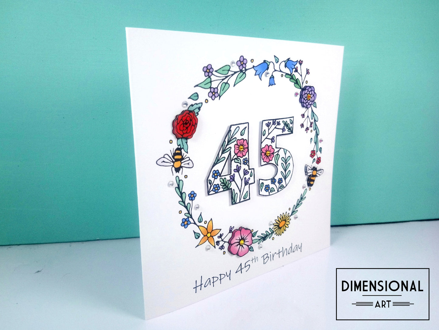 45th Flowers and Bees Birthday Card
