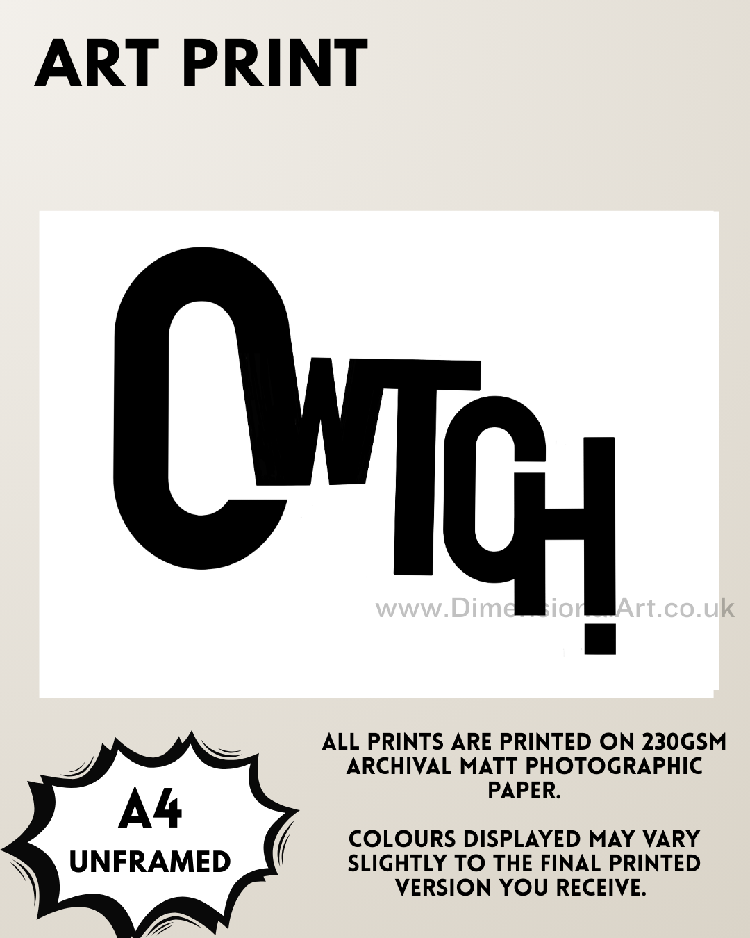 Cwtch (Hug) A4 Print - Welsh