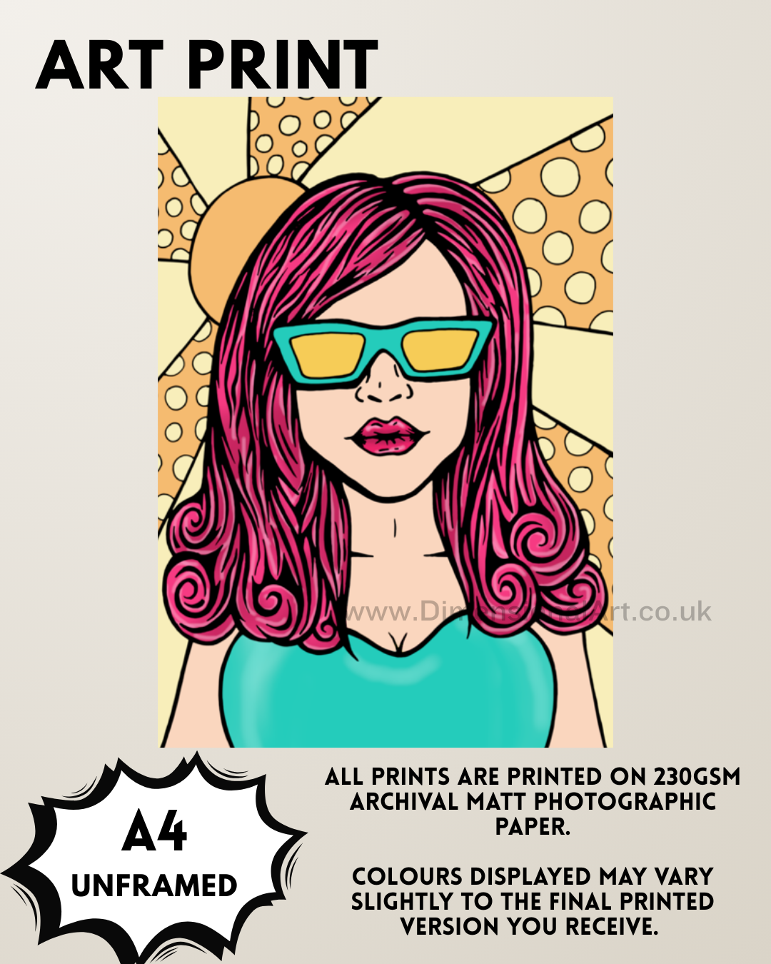 Pop art girl A4 Print