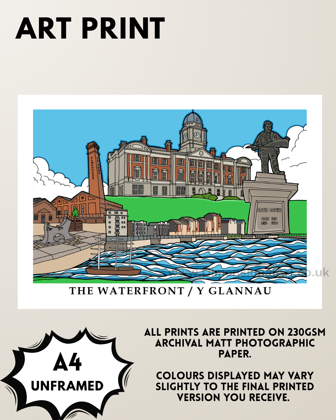 The Waterfront A4 Art Print