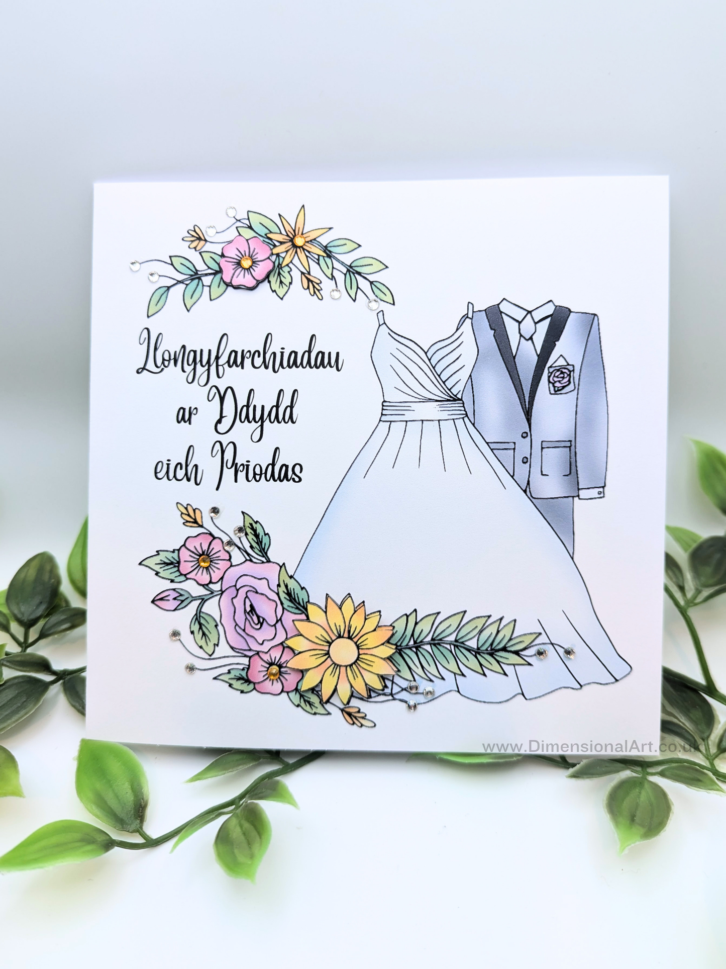 Bride and Groom Llongyfarchiadau ar Ddydd eich Priodas (Congratulations on your Wedding Day) - Welsh