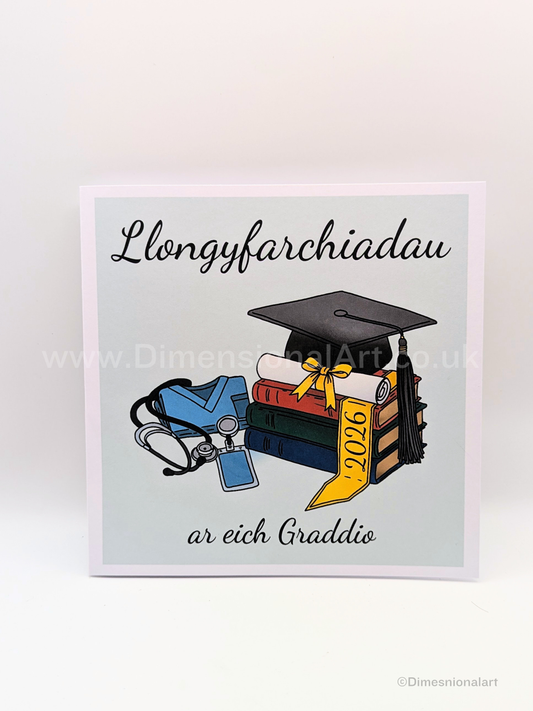 Llongyfarchiadau ar eich Graddio -  Graduation Card - Welsh - Nurse - Doctor