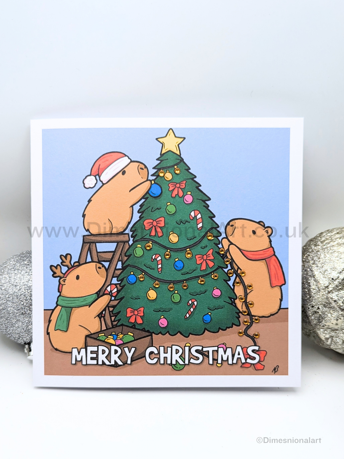 Capybara Merry Christmas Card