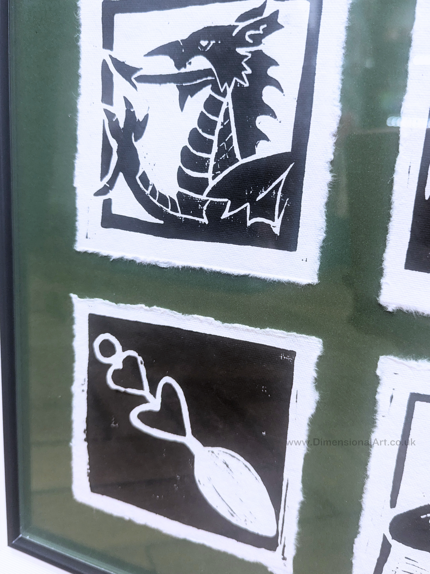 "Cymru" Linocut Print on Handmade Paper - FRAMED - Wales