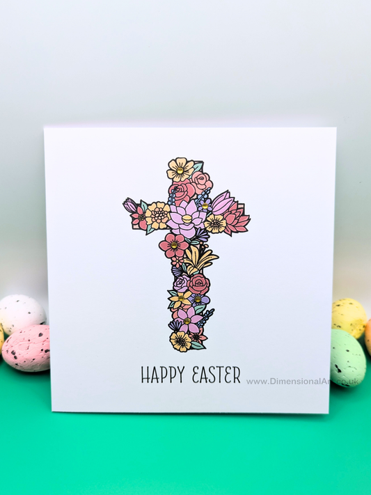 Flower Cross Easter Card