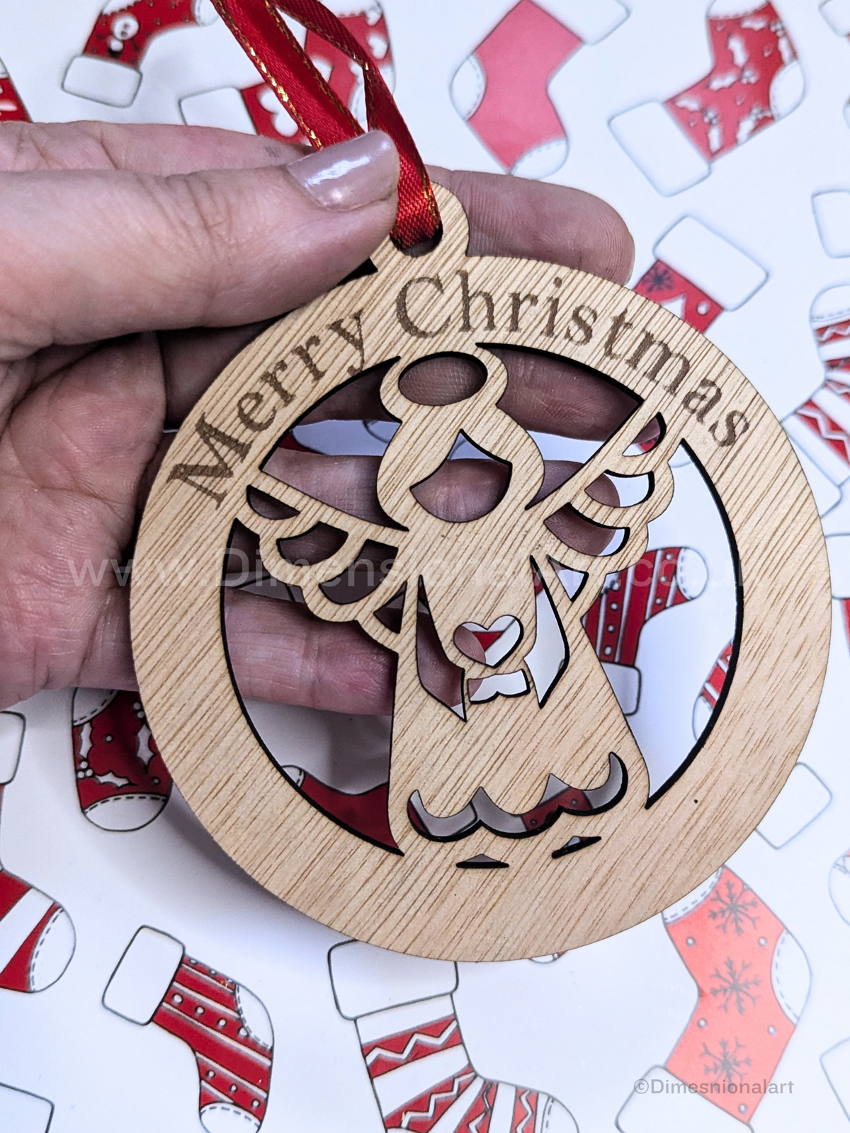 Merry Christmas  - ANGEL - Wood decoration