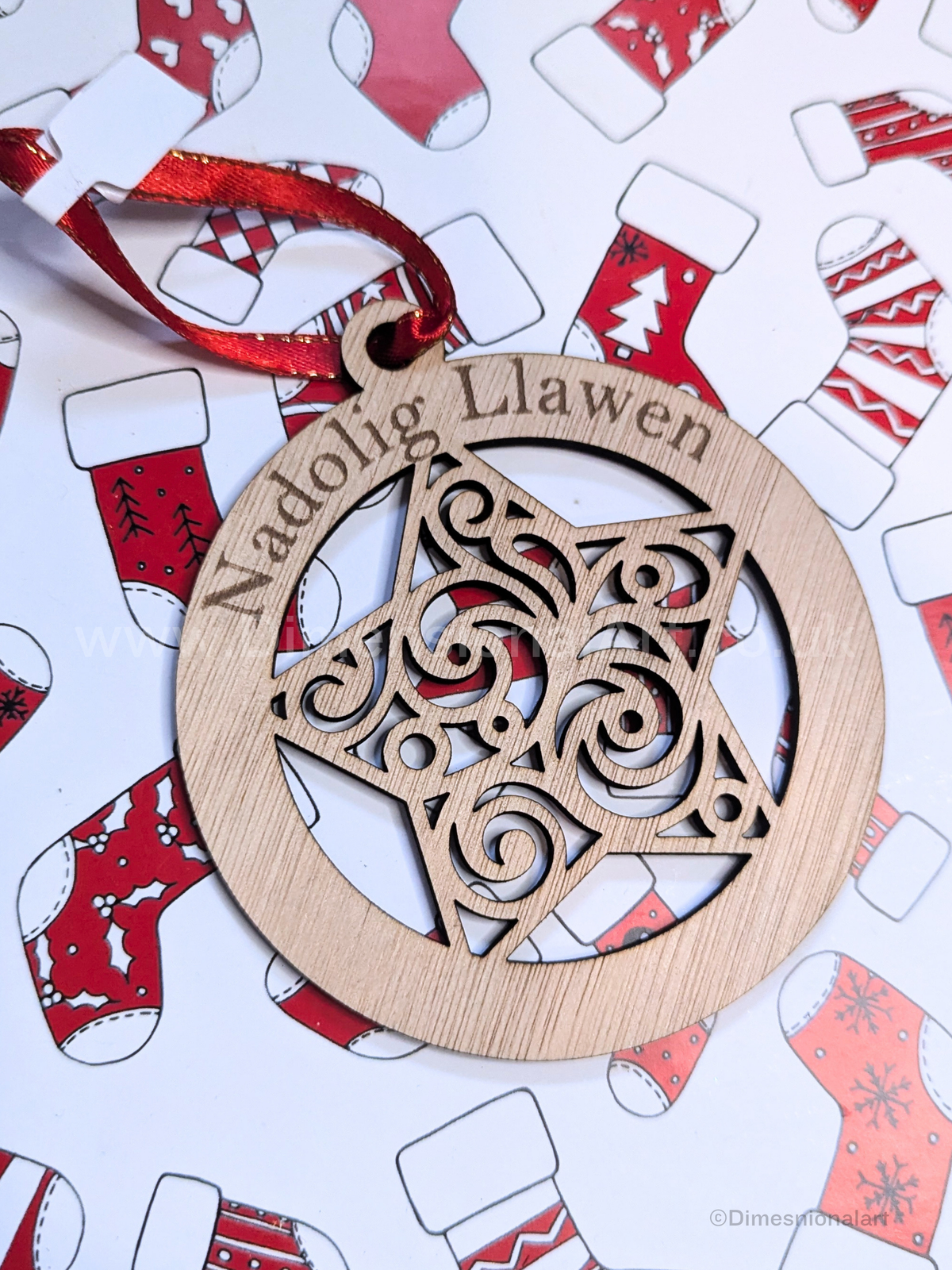 Nadolig Llawen - STAR - Wood decoration