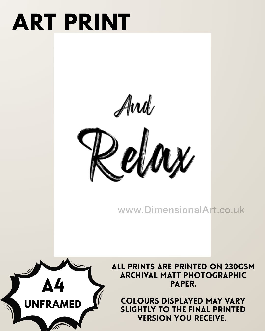 and relax A4 Print