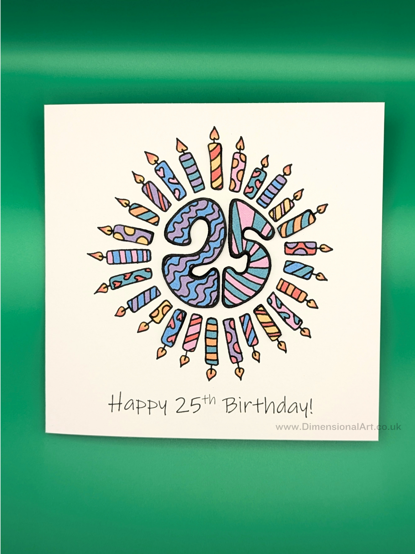 25th Candles Birthday Card 25th