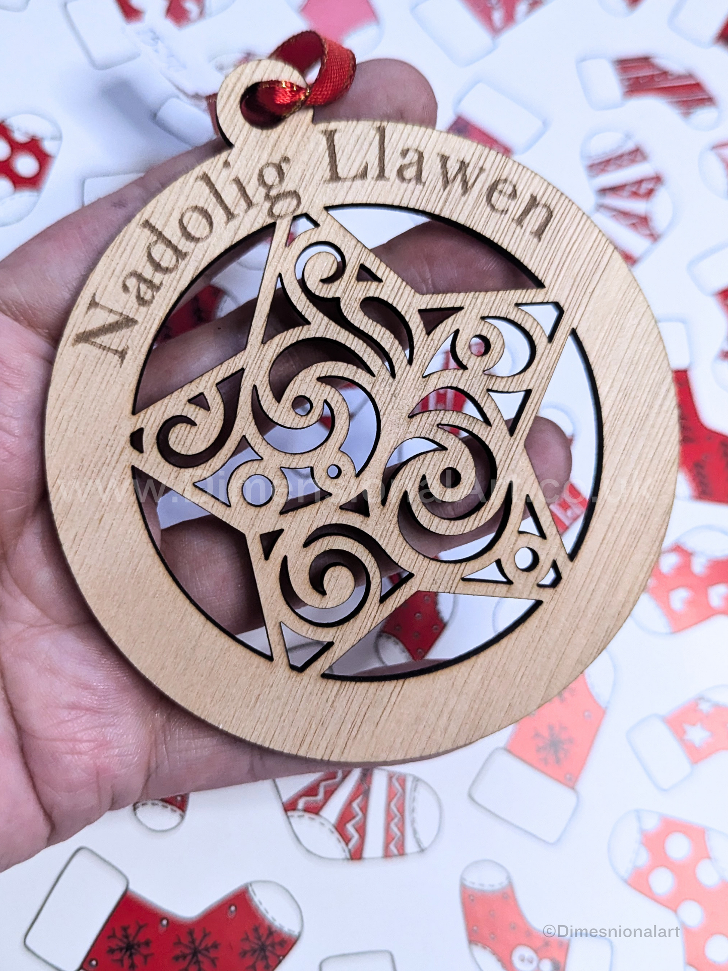 Nadolig Llawen - STAR - Wood decoration