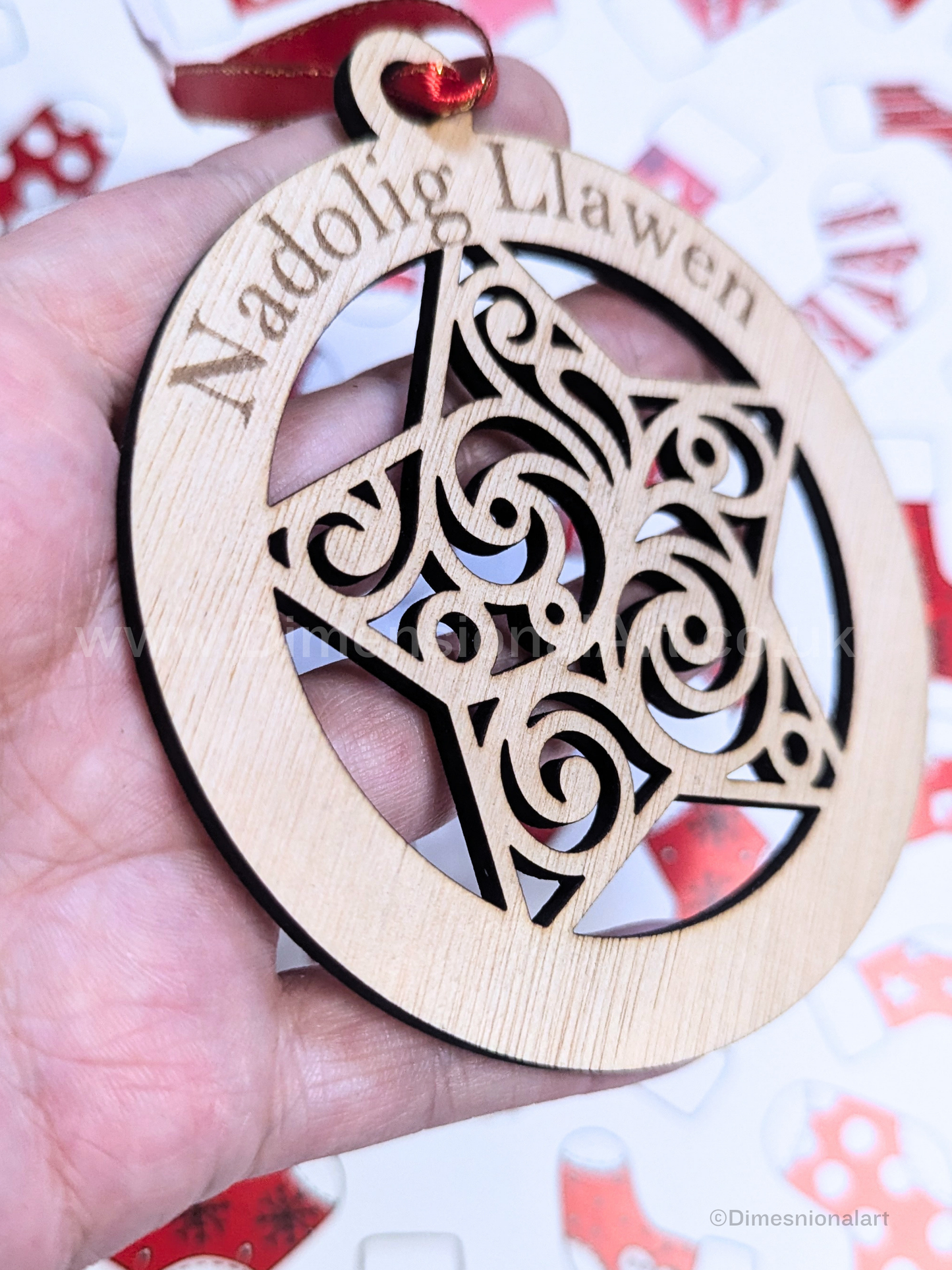 Nadolig Llawen - STAR - Wood decoration