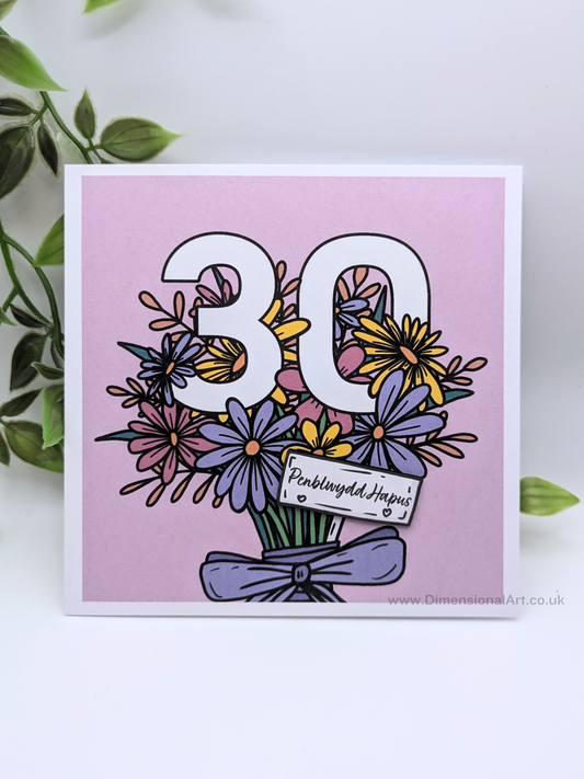 30 Flowers Penblwydd Hapus (Birthday Card)