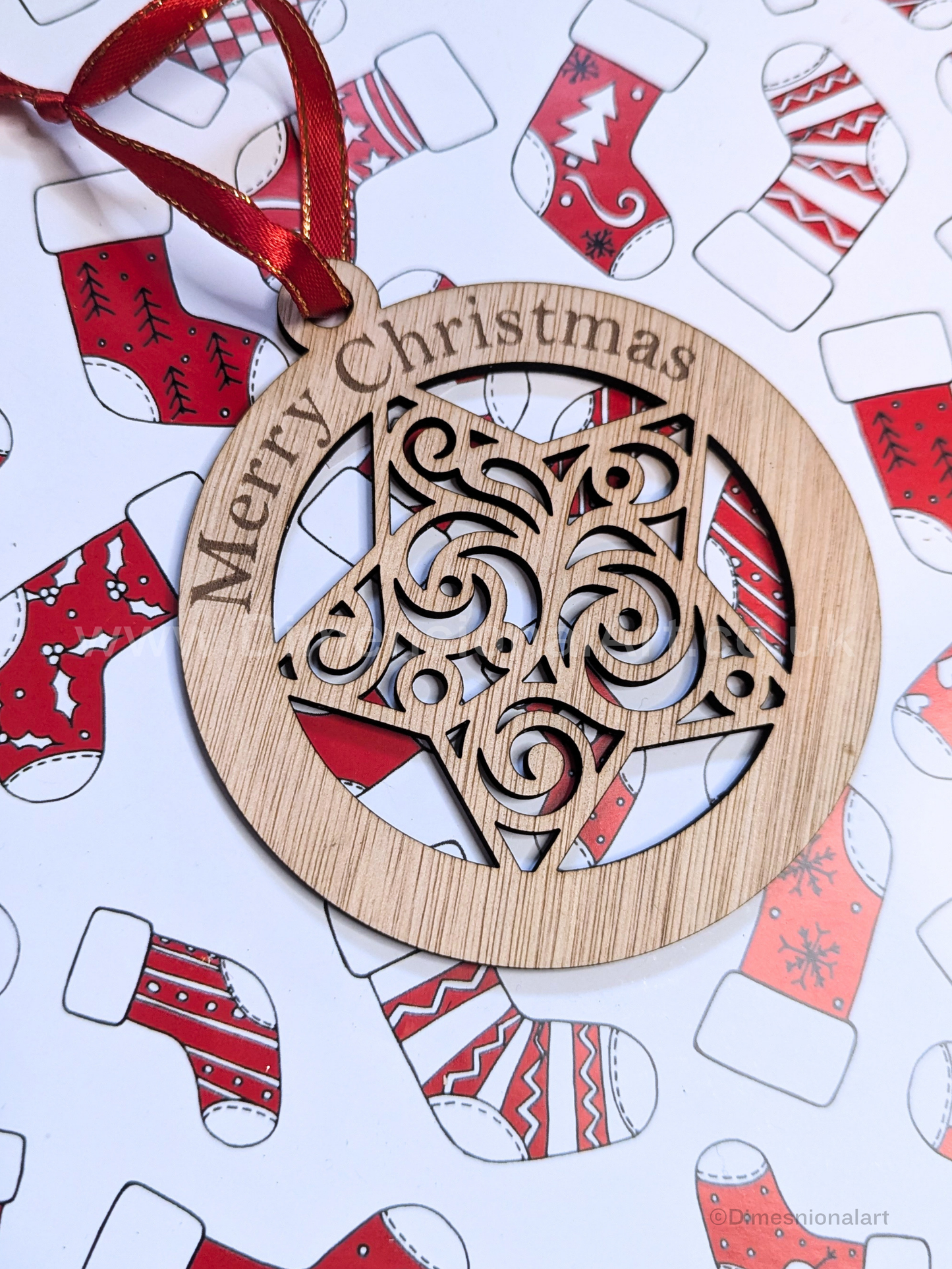 Merry Christmas  - STAR - Wood decoration