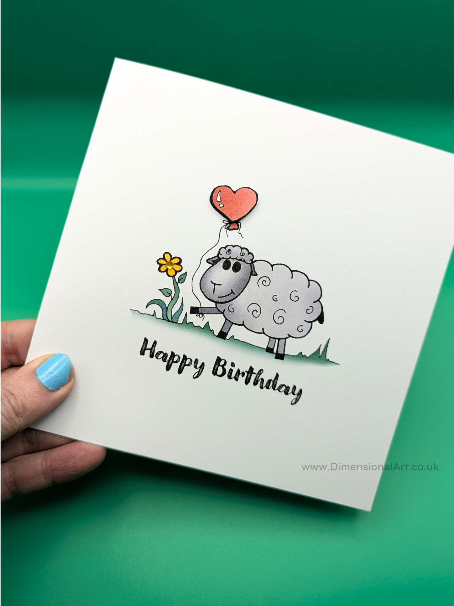Sheep Heart Balloon  Birthday Card
