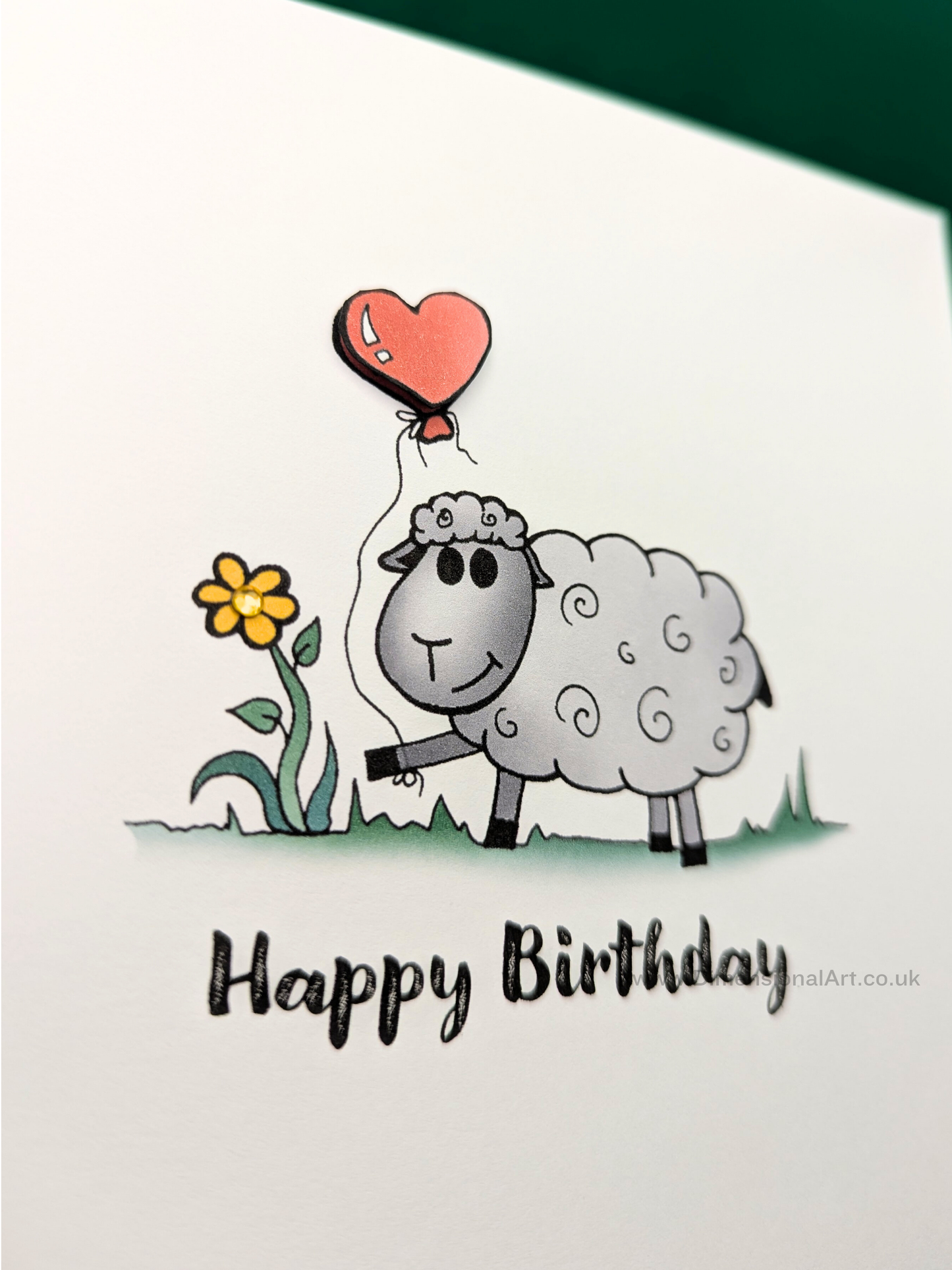 Sheep Heart Balloon  Birthday Card