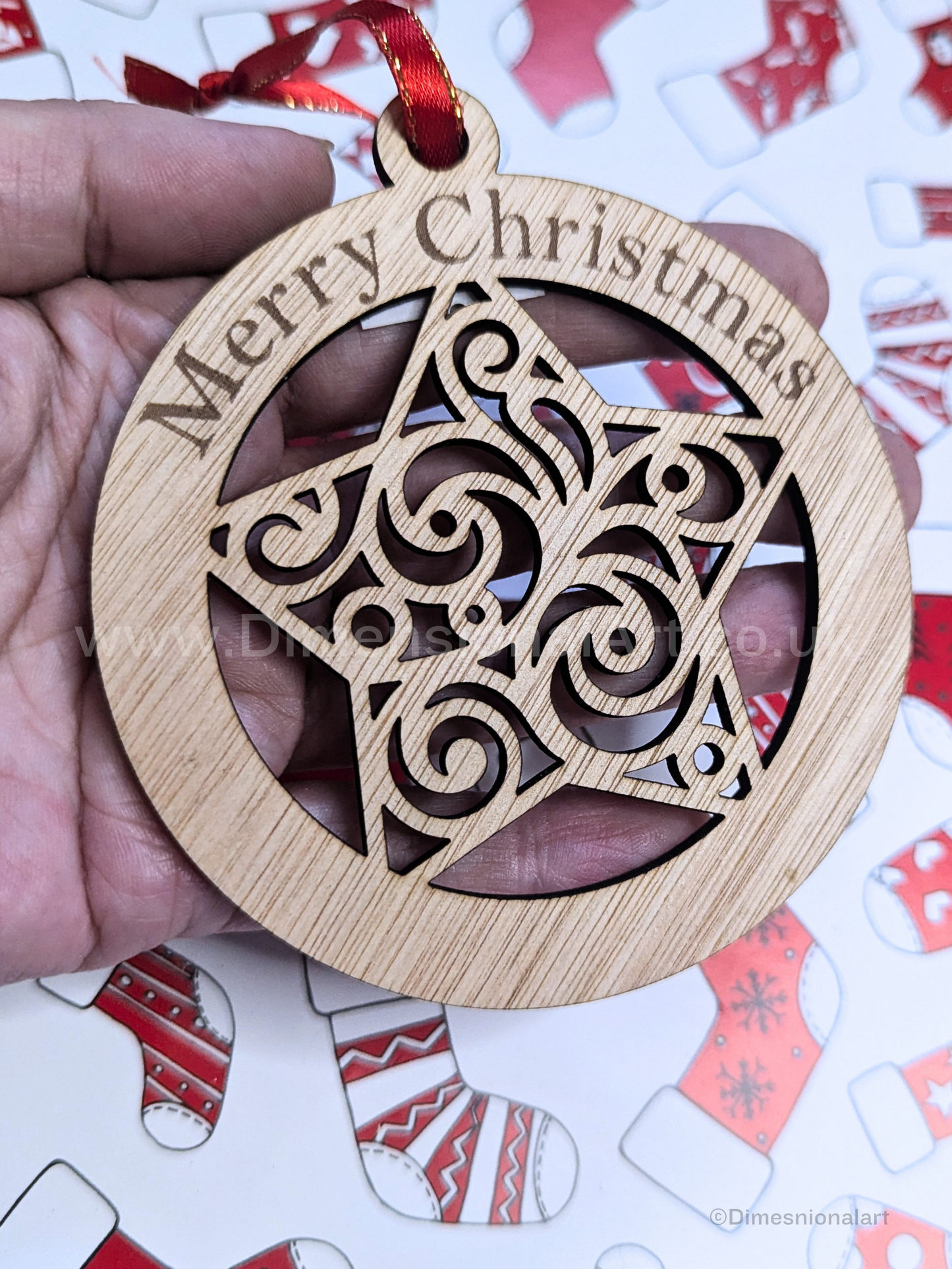 Merry Christmas  - STAR - Wood decoration