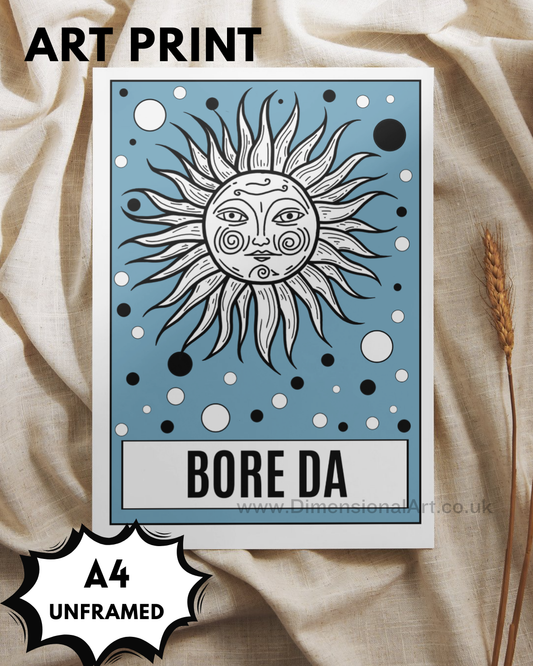 Bora Da (Good Morning) A4 Print- Blue - Welsh