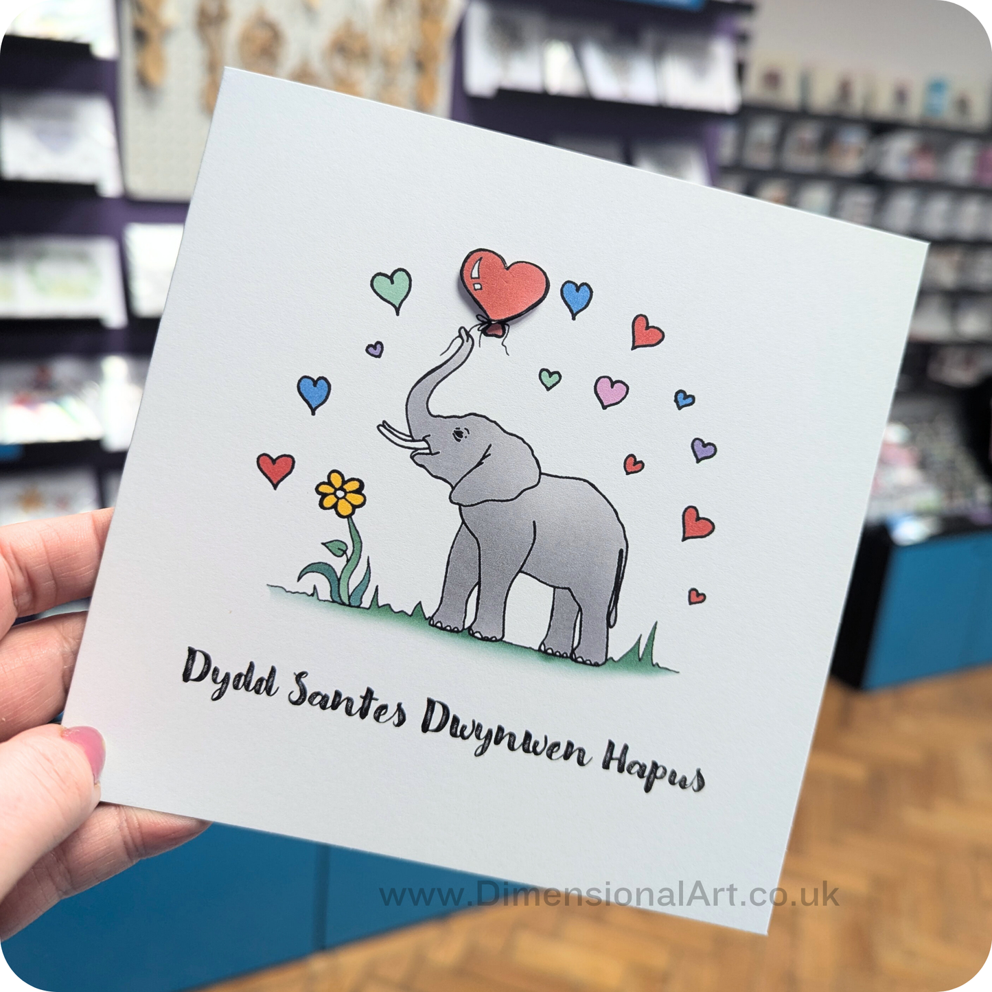 Elephant - Dydd Santes Dwynwen Hapus Card
