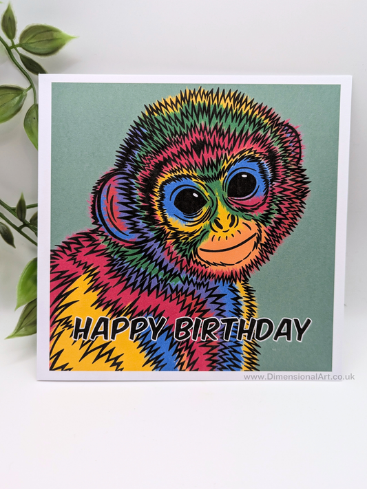 Pop art Monkey Birthday Card