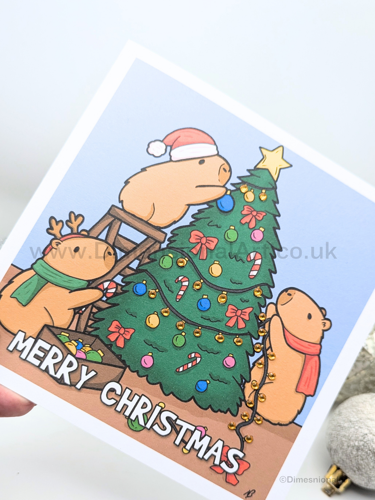 Capybara Merry Christmas Card