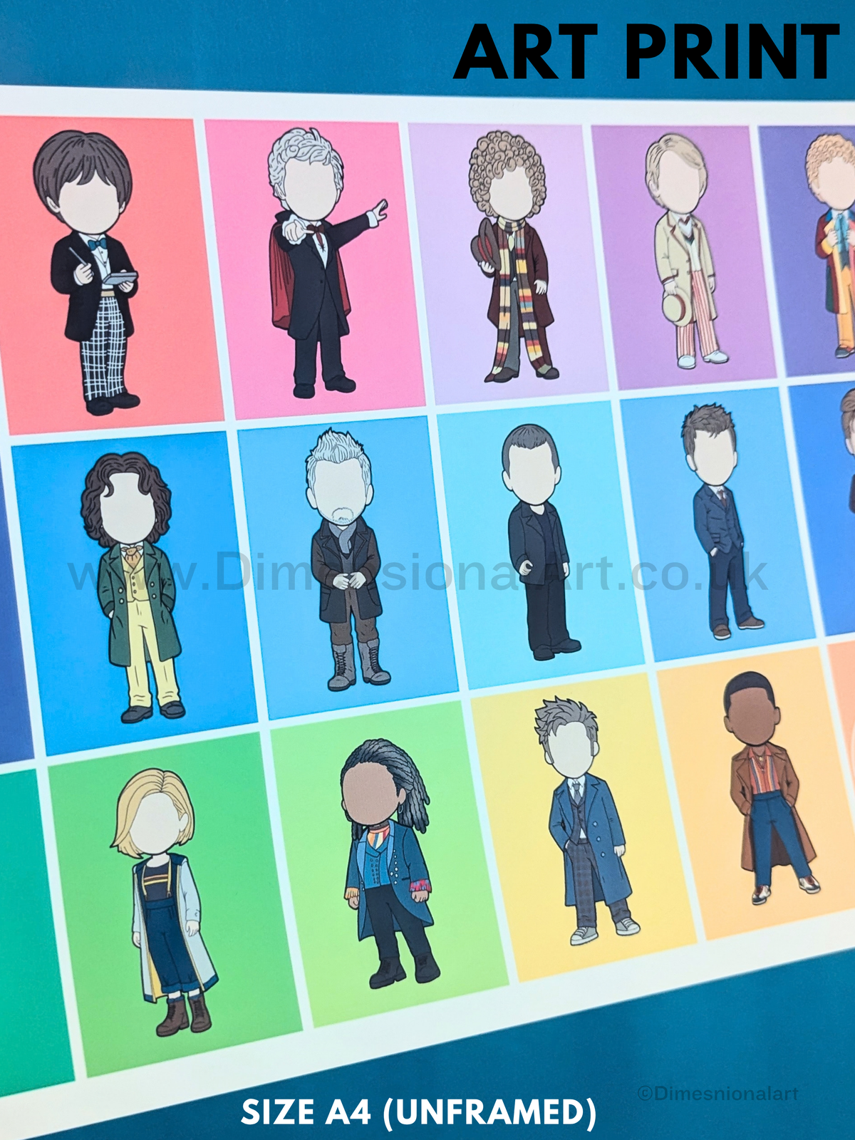 Doctor Who Doctors - The Time lords  A4 Print