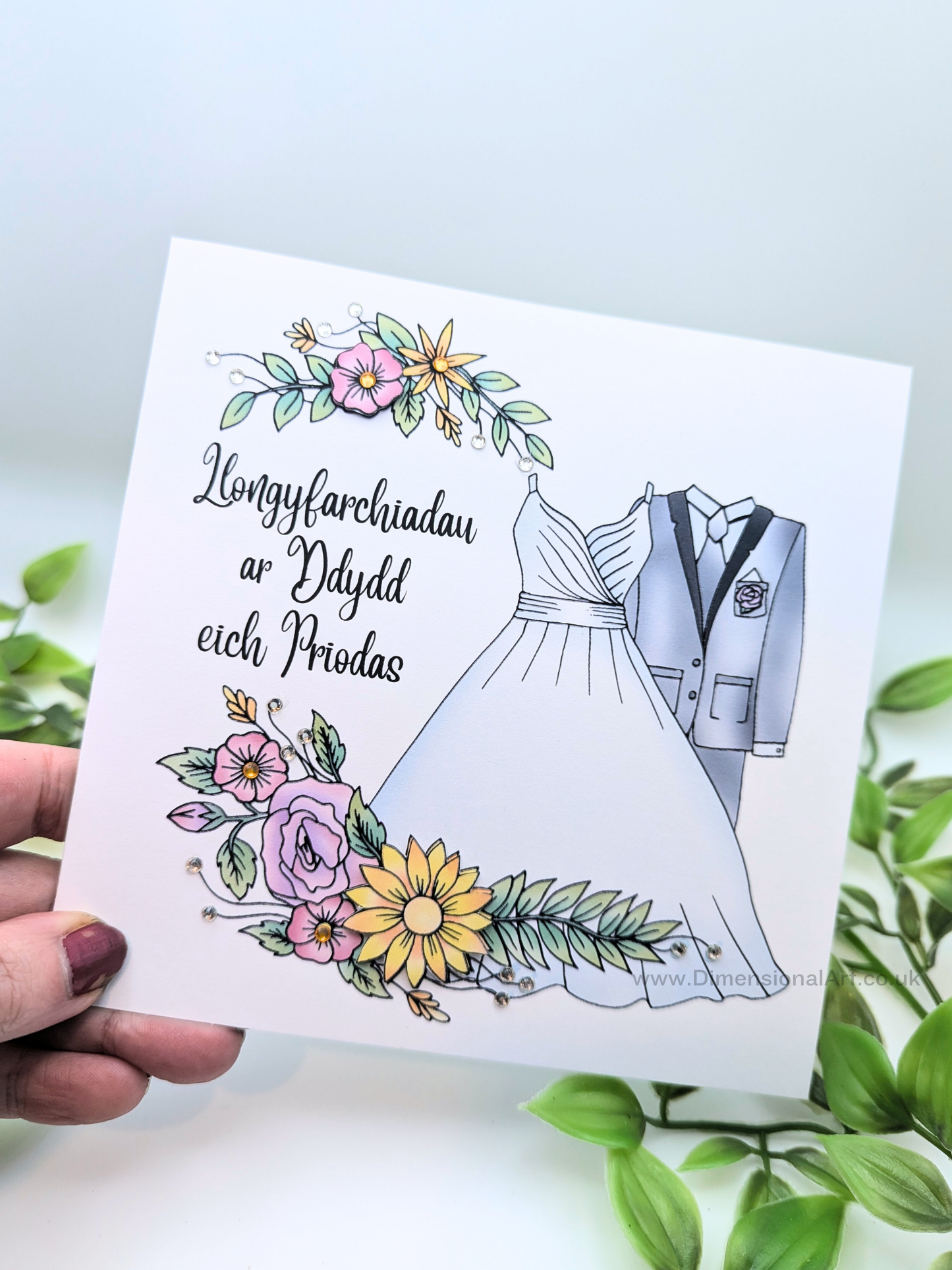 Bride and Groom Llongyfarchiadau ar Ddydd eich Priodas (Congratulations on your Wedding Day) - Welsh