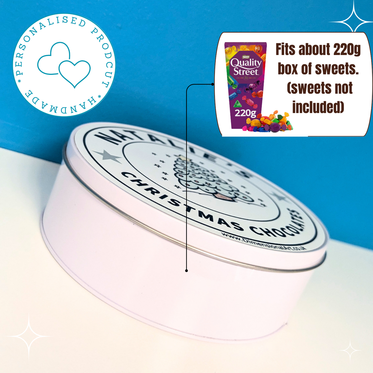 Personalised Christmas chocolates Tin