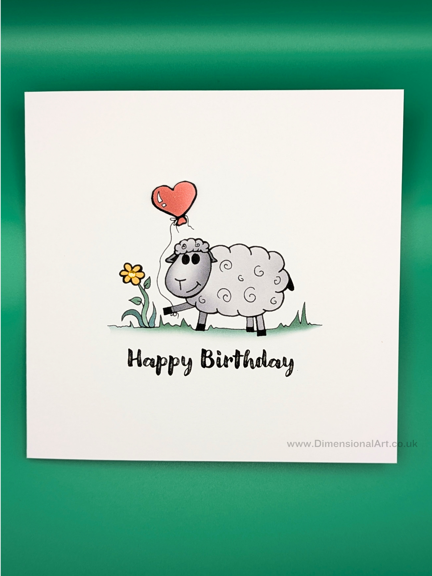 Sheep Heart Balloon  Birthday Card