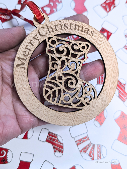 Merry Christmas  - STOCKING - Wood decoration
