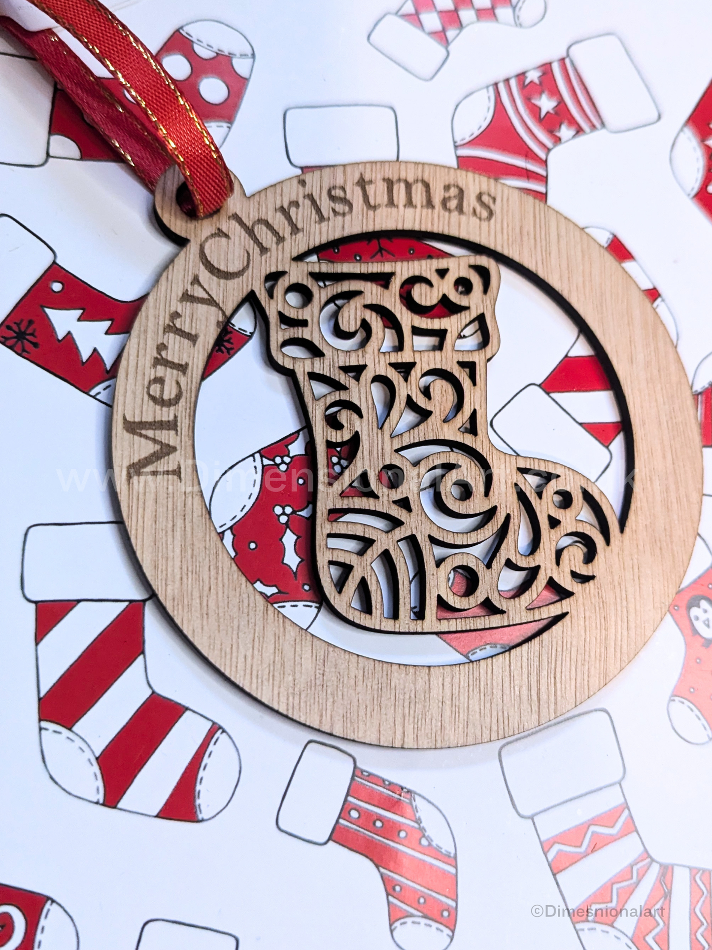 Merry Christmas  - STOCKING - Wood decoration