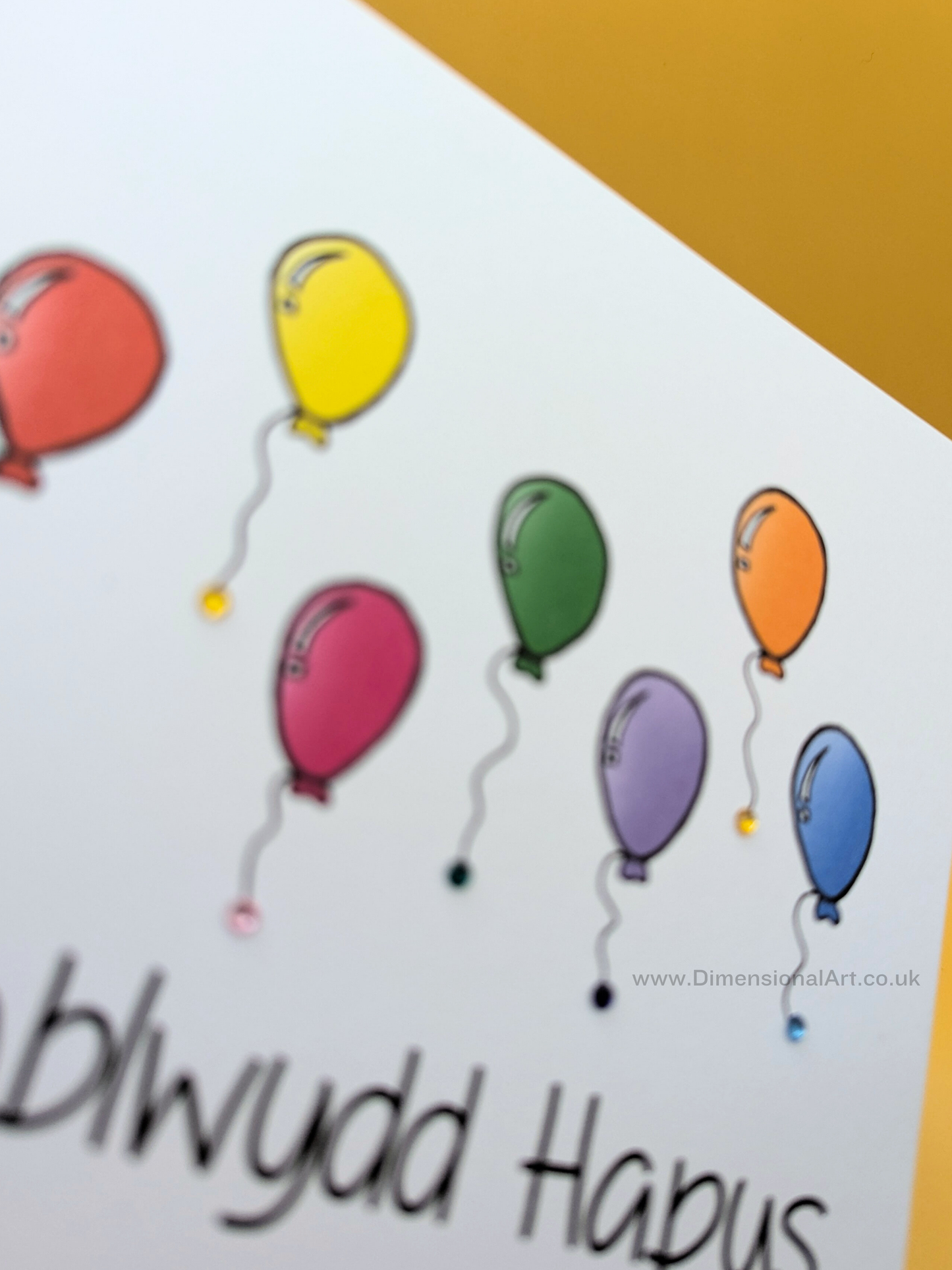 Rainbow Balloons Penblwydd Hapus (Birthday Card)
