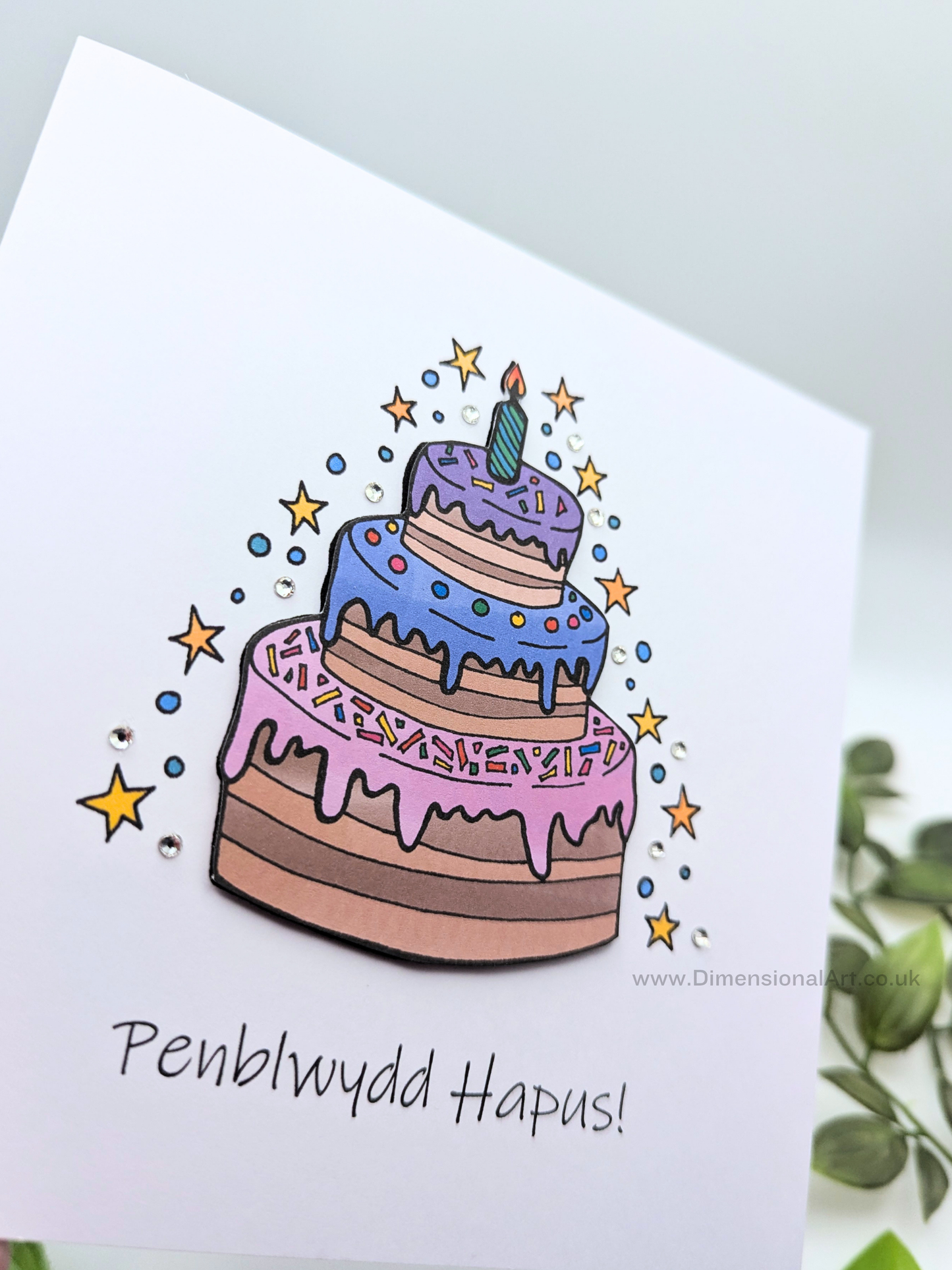 Birthday cake Penblwydd Hapus (Birthday Card) - Welsh