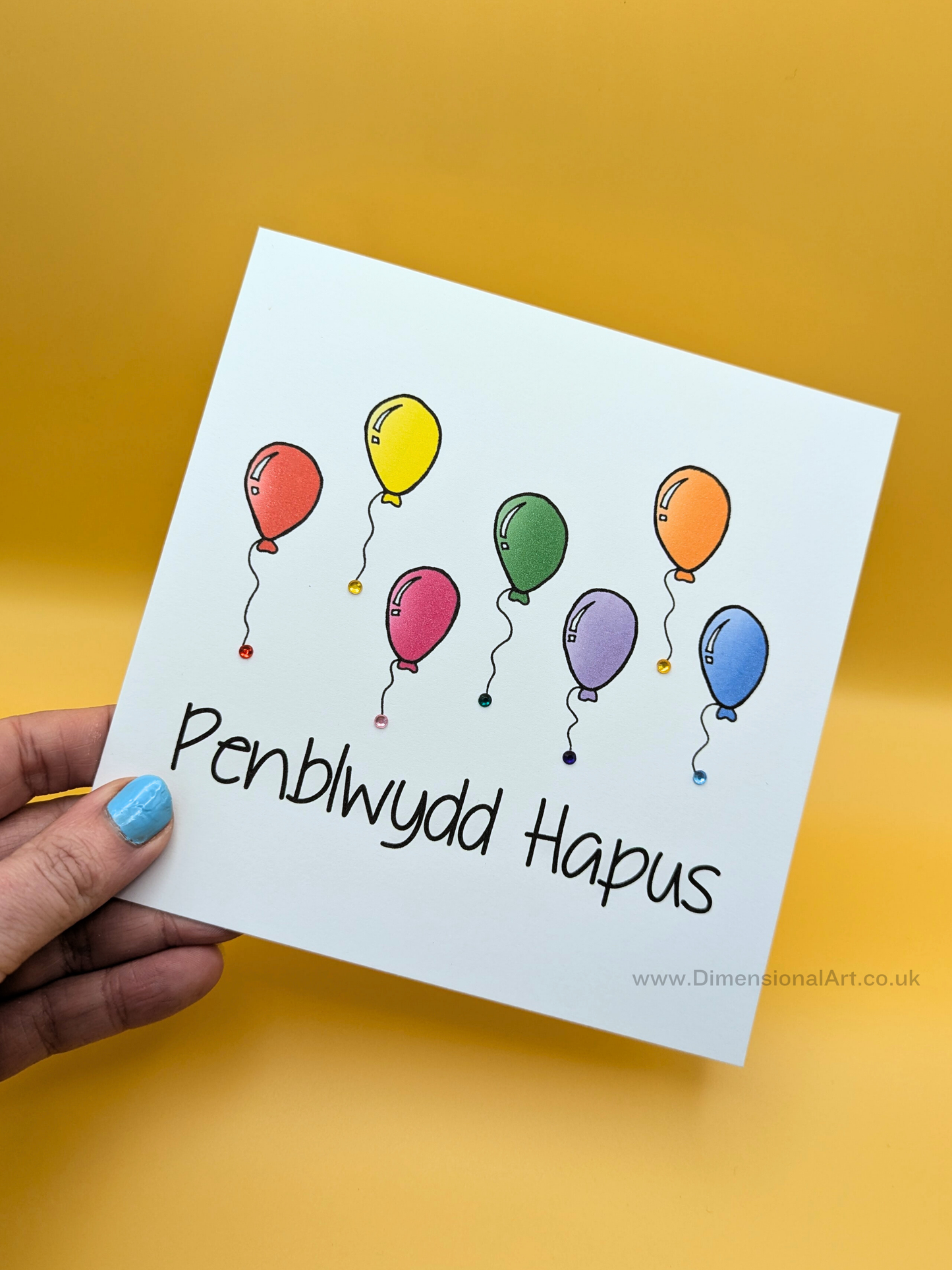 Rainbow Balloons Penblwydd Hapus (Birthday Card)