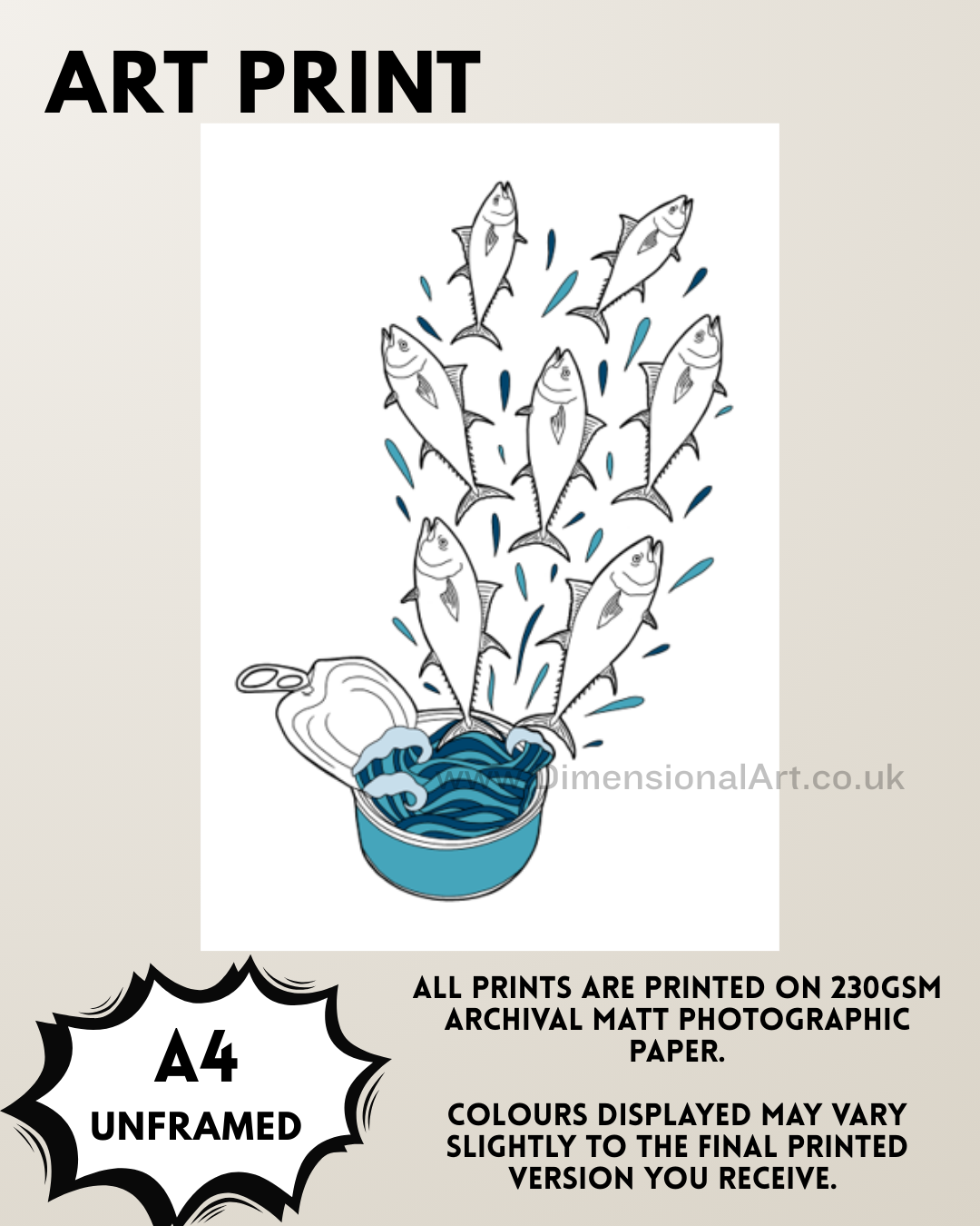 Tinned fish A4 Print