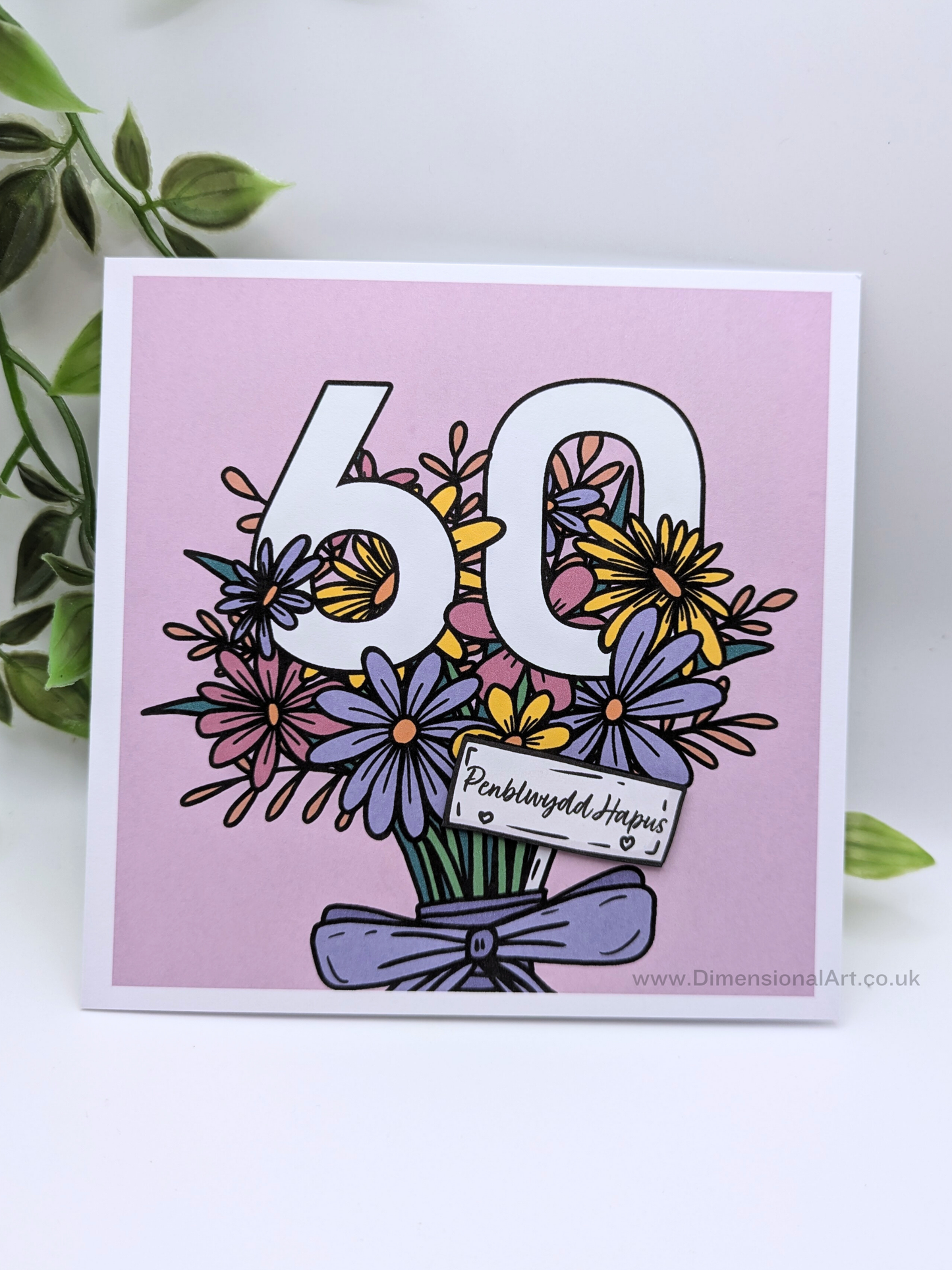 60 Flowers Penblwydd Hapus (Birthday Card)