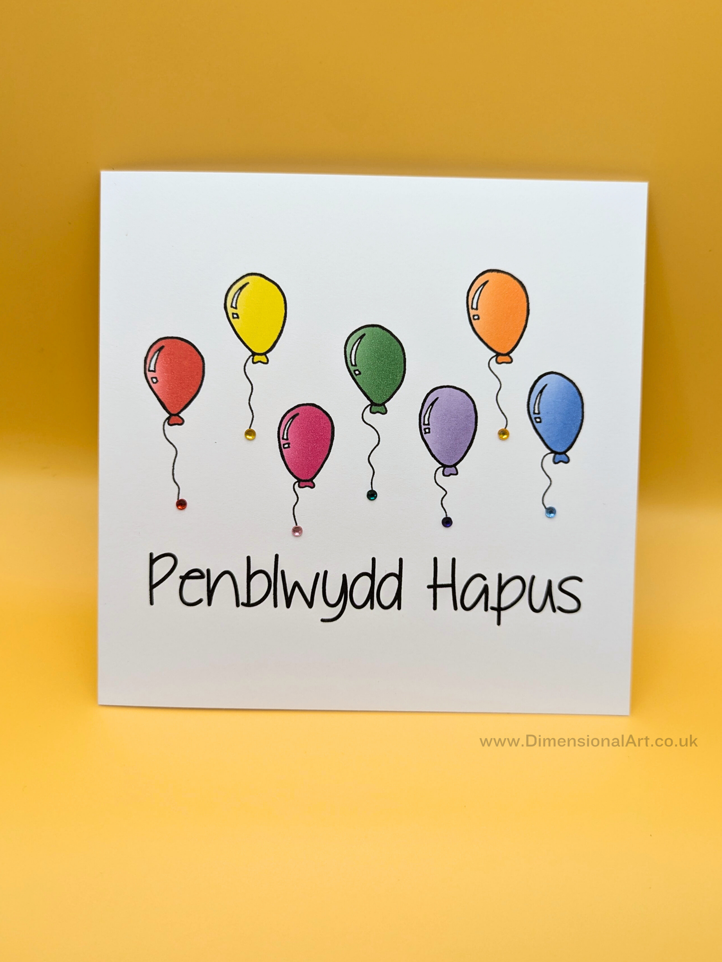 Rainbow Balloons Penblwydd Hapus (Birthday Card)