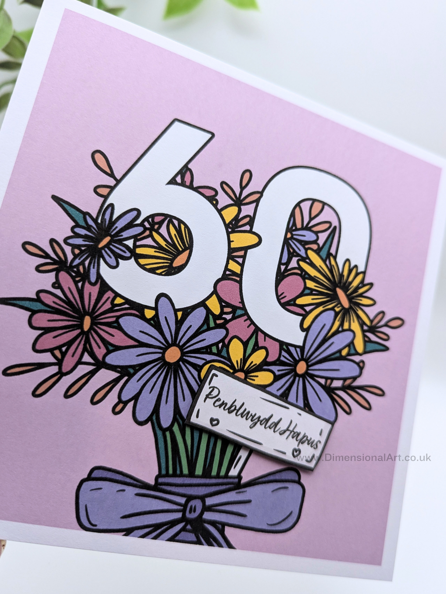 60 Flowers Penblwydd Hapus (Birthday Card)