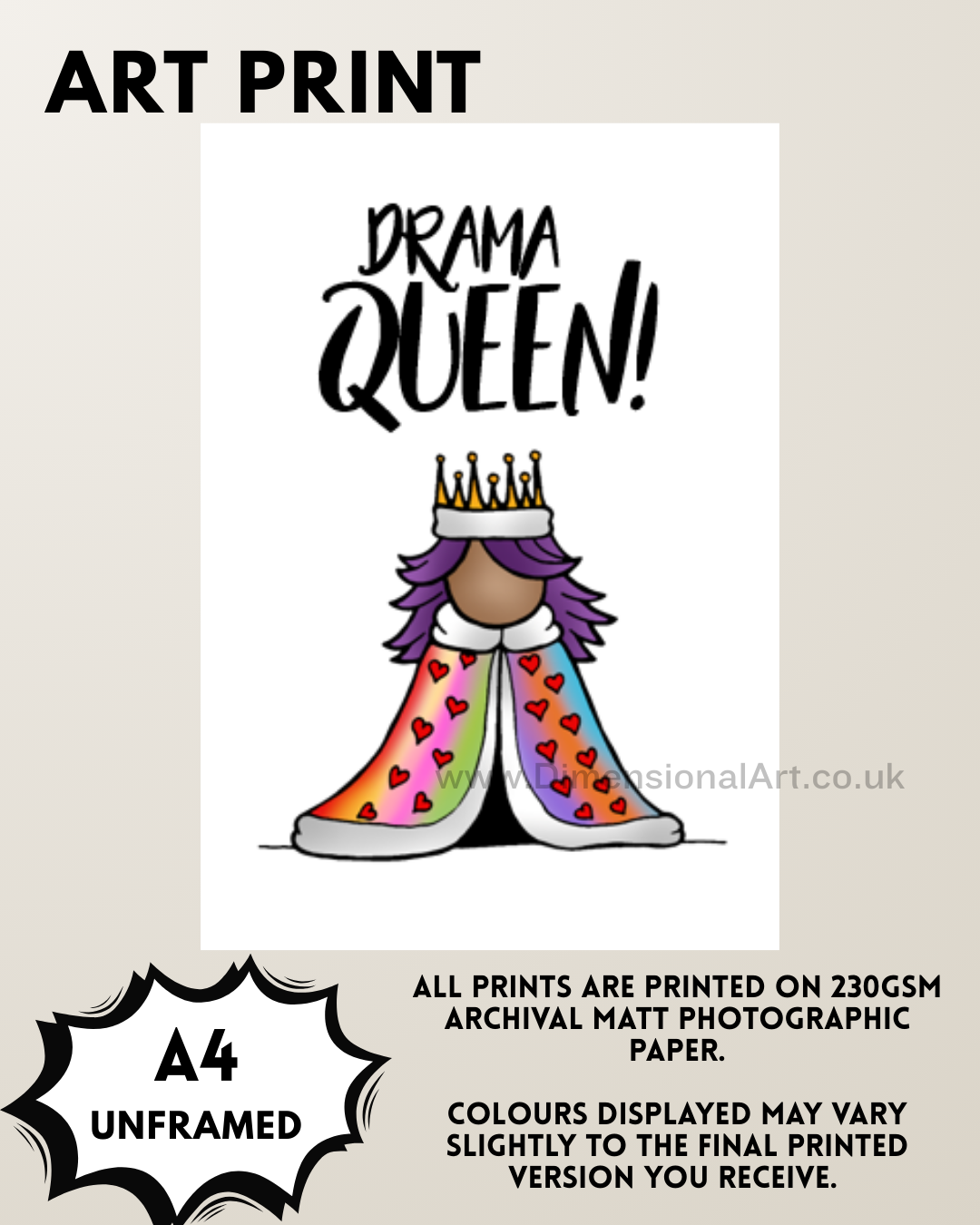 Drama Queen A4 Print