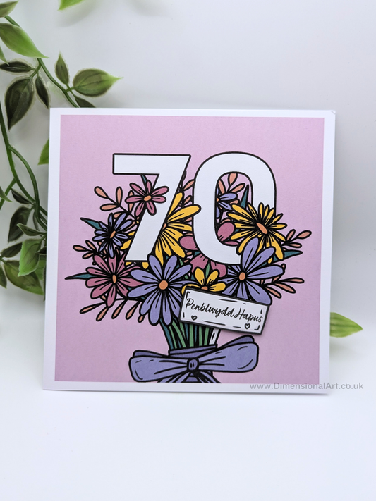 70 Flowers Penblwydd Hapus (Birthday Card)