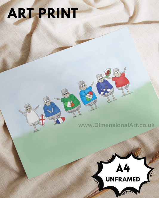 Sheep- 6 Nations - A4 Art Print