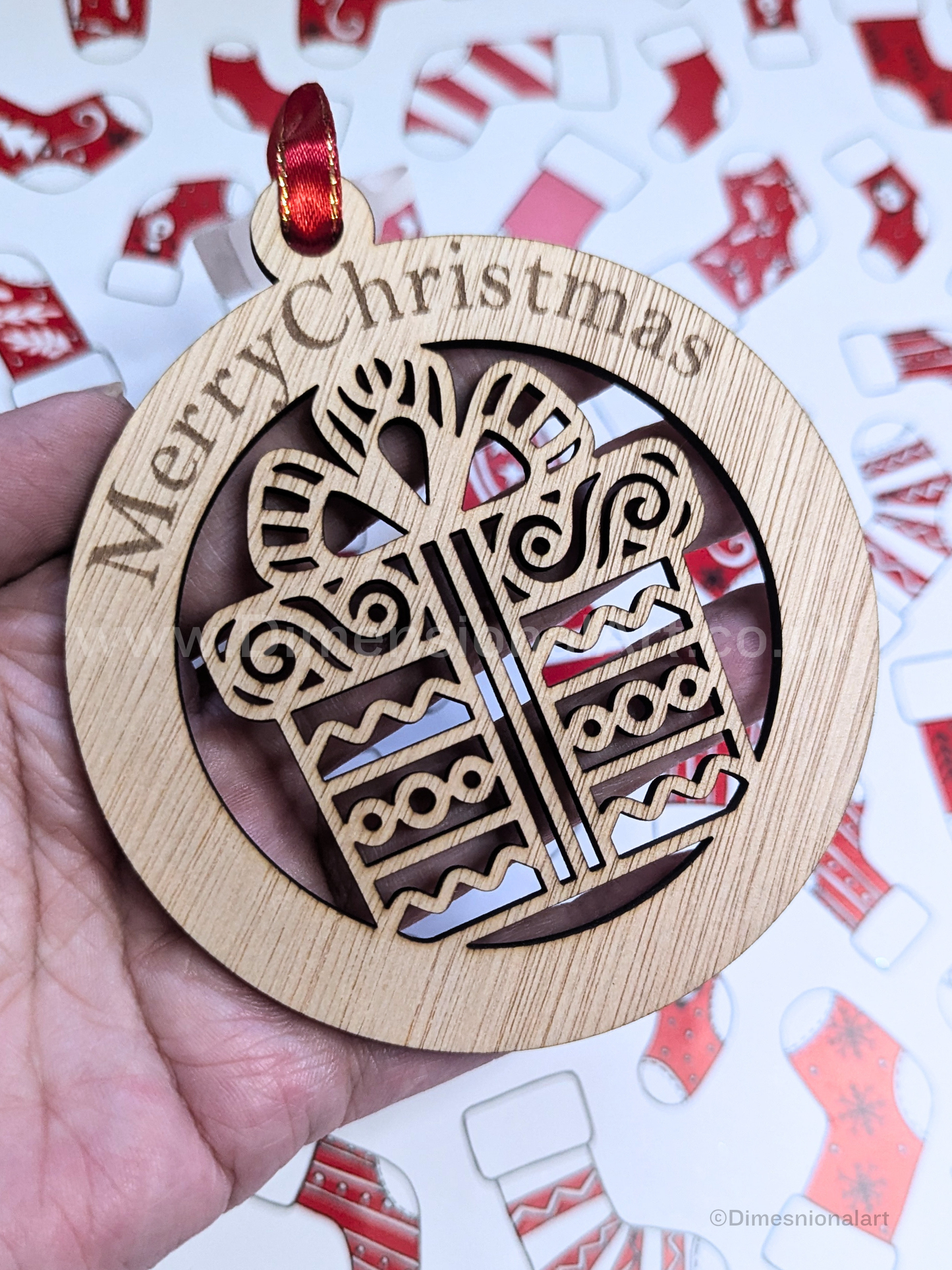 Merry Christmas  - PRESENT - Wood decoration