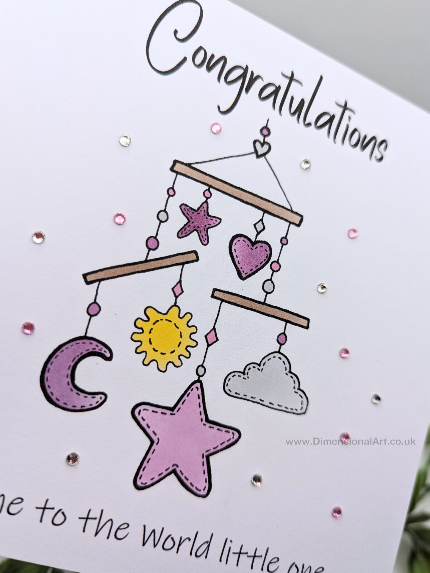 Mobile - PINK - Congratulate welcome to the world little one - New Baby Card